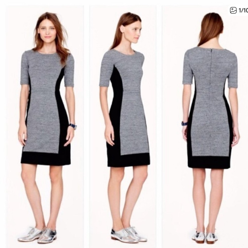 J. Crew Factory Colorblock Ponte Knit Dress, Gray and Black, Size 00